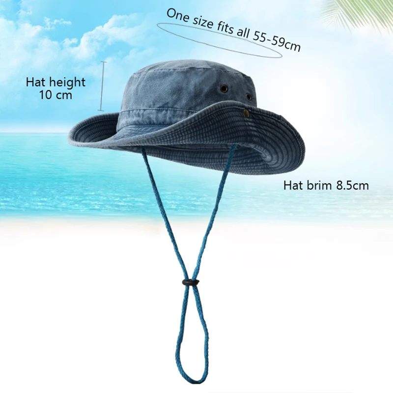 Summer Bucket Hat For Men Fisherman Cap Fishing Outdoor Sunshade Big Brim Sunscreen Riding Hiking Suncreen Sunhat