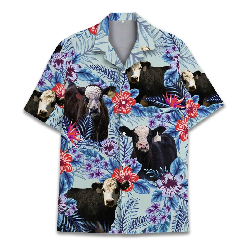 

Funny Cow 3D Print Shirts For Men Hawaiian 2025 Short Sleeve Lapel Blouse Women Kids Summer Holiday Short Sleeved Women Shirt
