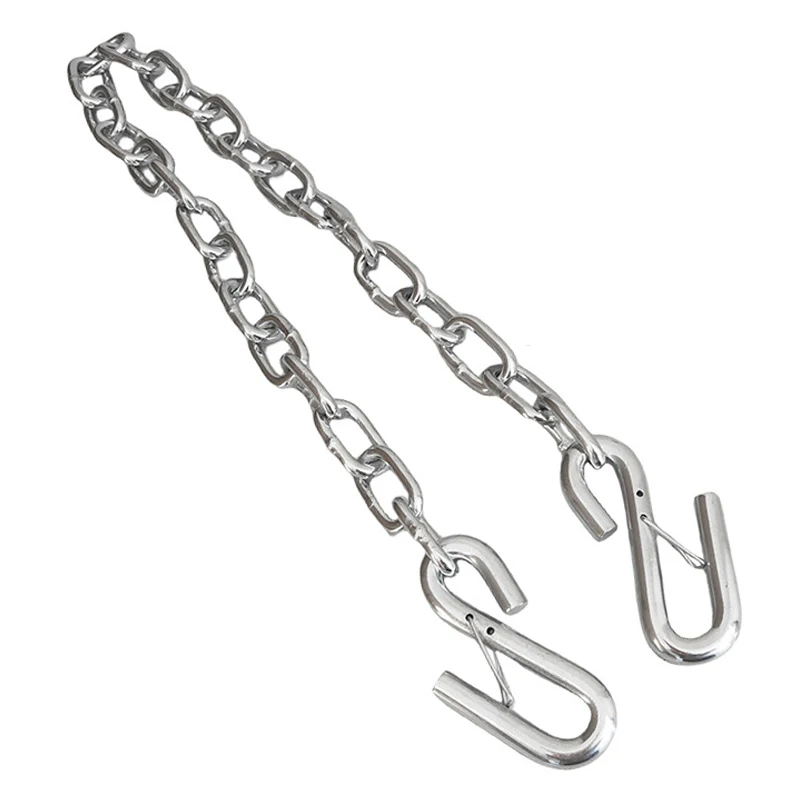 1M 3500lbs Galvanized Steel Hook Rope Trailer Anti Detachment Chain RV Motorhome Safety Chain with Double Spring Clip Hook