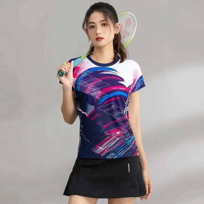 Women Tennis T Shirt , Girls Boys Tennis Tee Shirts Tennis Sportwear , Couple Print Short Sleeve Volleyball Badminton Uniform