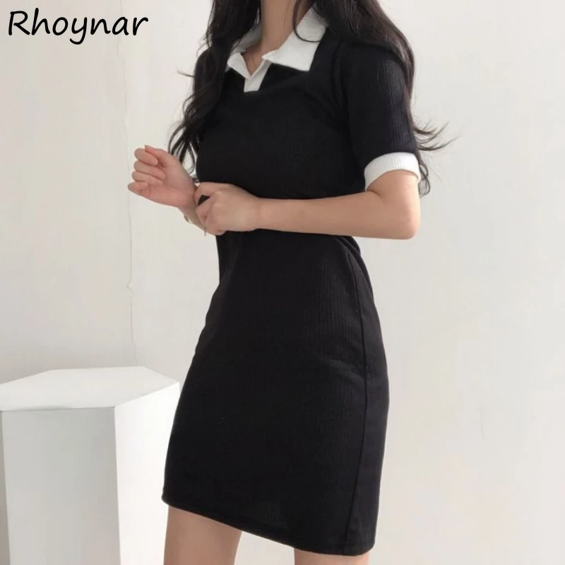 

Dresses Women Gentle Temperament Casual Daily Korean Fashion Simple Slimming Panelled Prevalent Summer Students Comfortable Chic