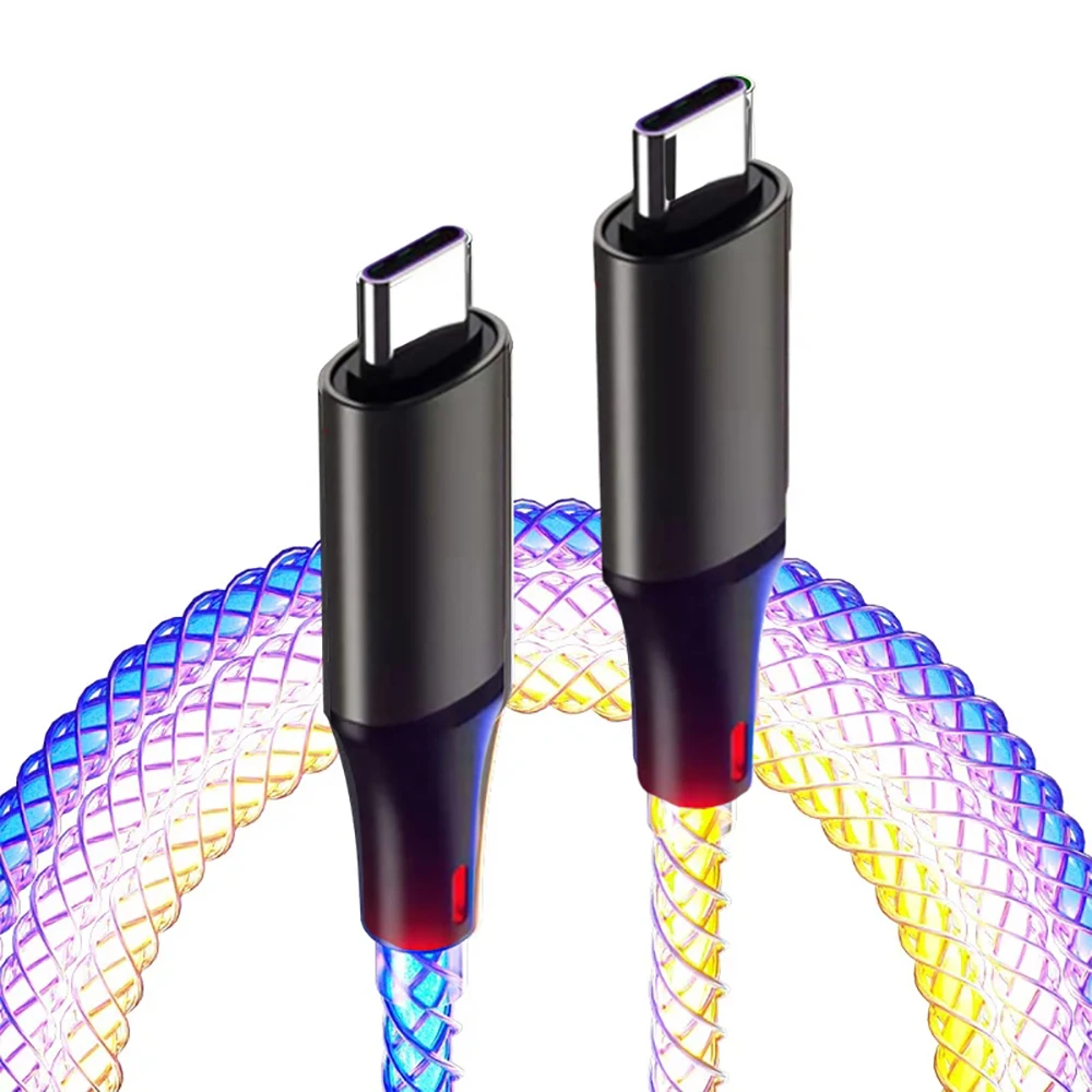 RGB Superschnelles Ladekabel 66W 6A Leuchtendes USB-C-Kabel für iPhone16 15 Xiaomi Samsung POCO PD Datenkabel USB-A auf C