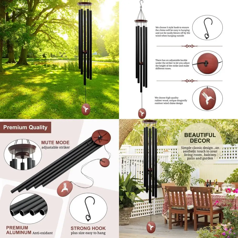 

Большие уличные колокольчики с 5-строконечными трубками для глубоких тонов и S-крючком, идеально подходят для украшения сада