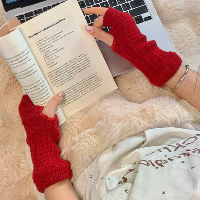 

Новые осенне-зимние теплые вязаные перчатки без пальцев для мужчин и женщин, простые и стильные