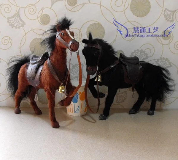 Simulation Horse Model Plastic&furs Horse Home Desk Decoration Living Room Ornament Toy Gift d0666