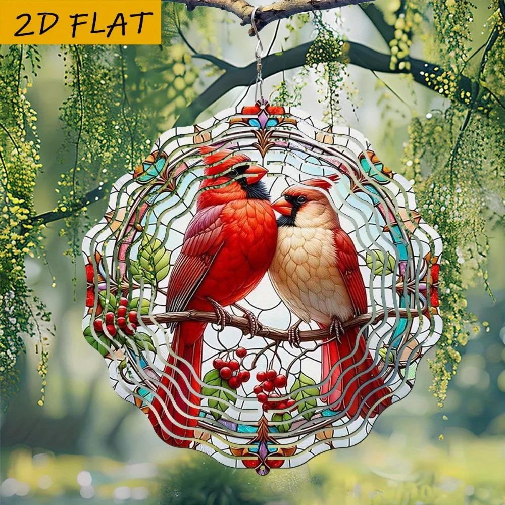 

Вращающийся на 360° ветряной спиннер из витражного стекла с птицами для сада, без батареек, подарок на День святого Валентина