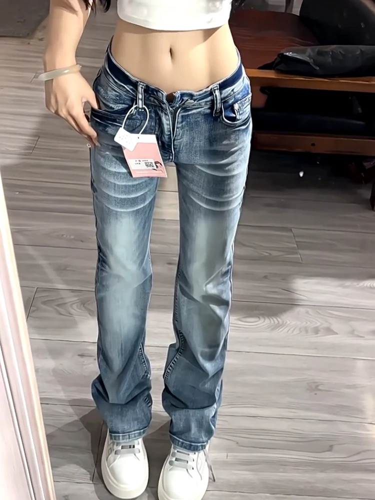 American High Street taille basse évasé jambe droite jean femme printemps automne Design Sensation petit Cro épicé fille Elasti...