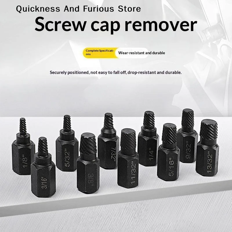 10Pcs Screw Extractor Carbon Steel Damaged Screw Remover Set Metal Easy Out Drill Bits Bolt Stud Multi-Spline Screw Extractor