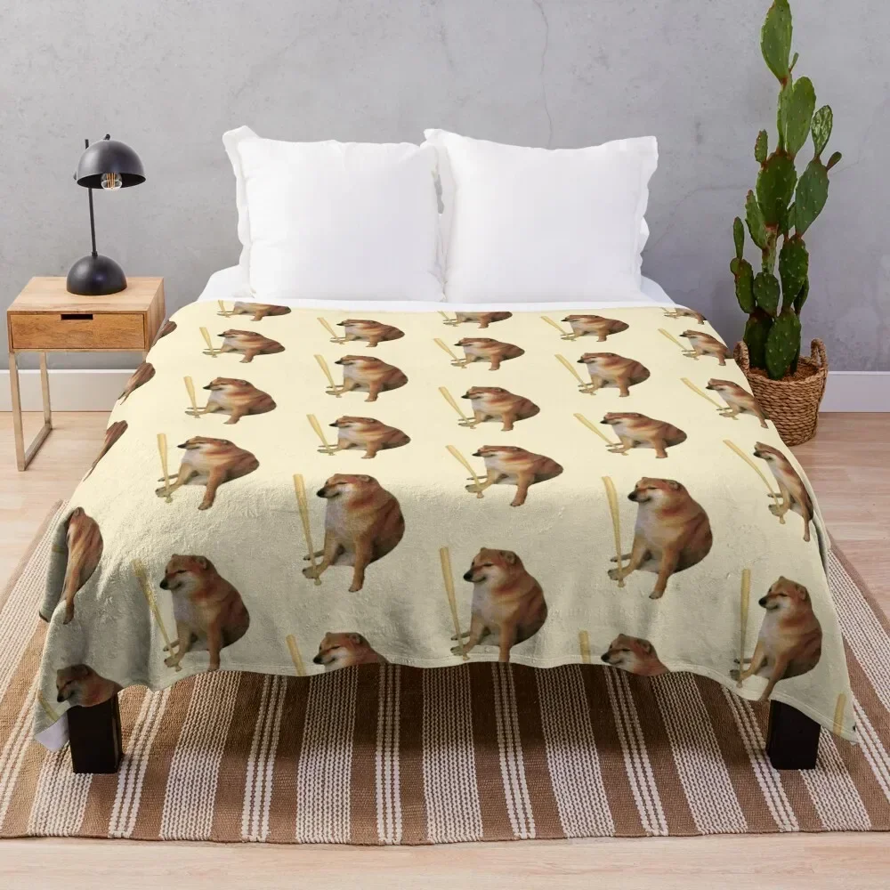 

Cheems Doge Bat Throw Blanket Sofa Quilt Softest Baby bed plaid Blankets