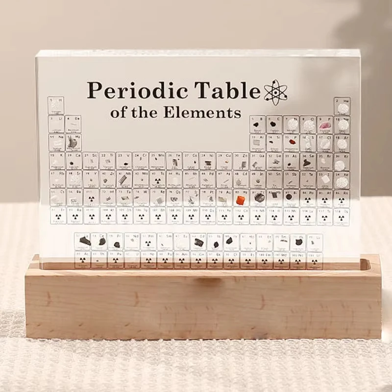 Clear Real Periodic Table Acrylic Real Elements Mendeleev Periodic Table Stand Display Science Chemistry Craft Gift Decoration