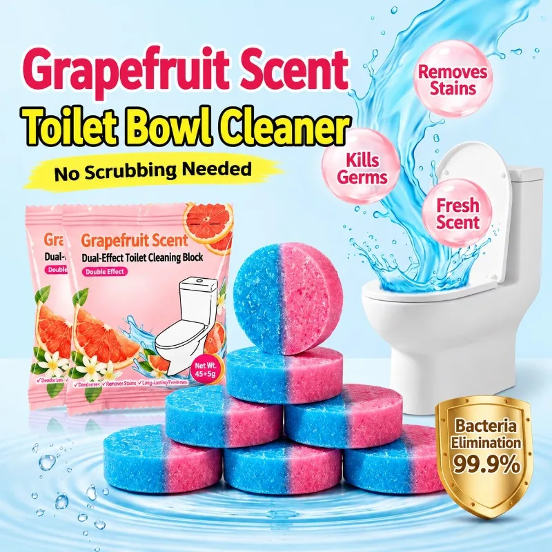 Toilet Bowl Cleaner Blocks Grapefruit Scent Blue Bubble Deodorizing Scale Remover Long Lasting Fragrance Automatic Toilet Tank