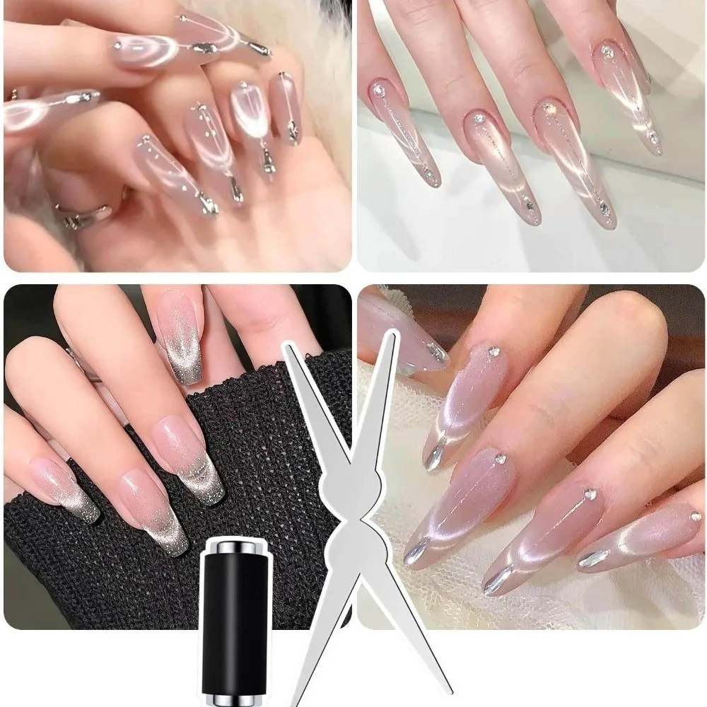 Gifts 3D Nail Cat Eye Magnet Double Head Manicure Accessories Metal Cat's Eye Magnet Large Y-shaped Nail Art Gel Polish Magnet