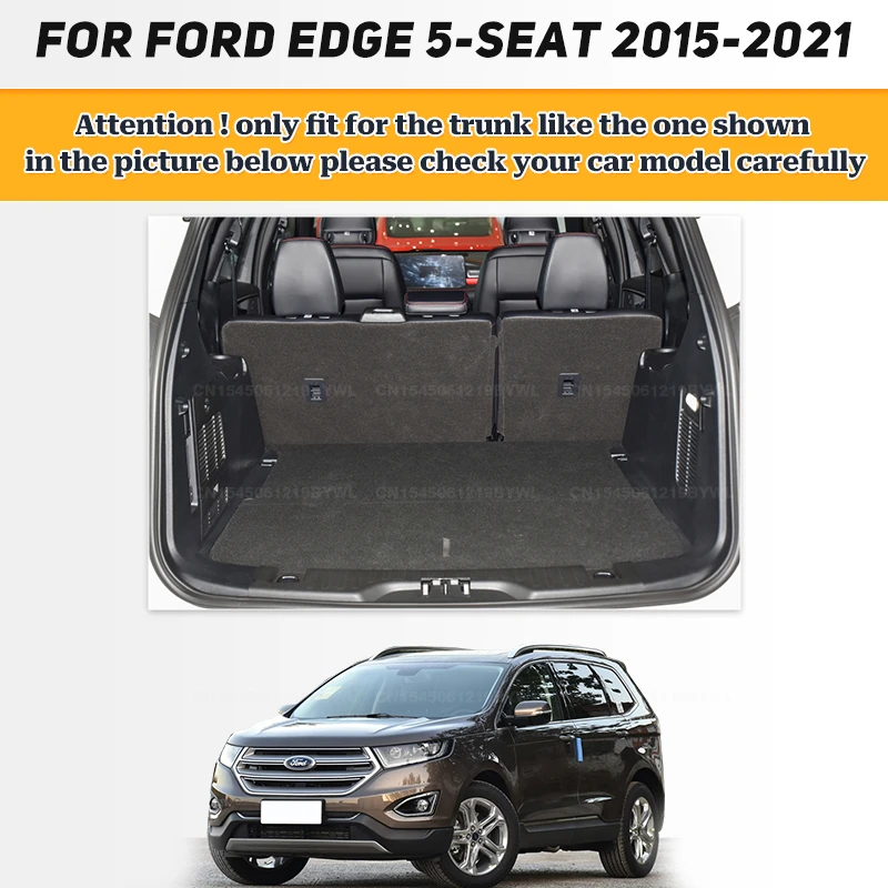 Cargo Liner For Ford Edge 5-Seat 2015-2021 20 Car Trunk Mats Carpet With Backrest Protectors Cargo Mats Accessories Waterproof