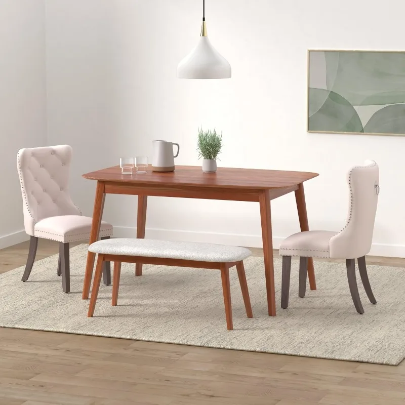 

Набор бархатных обеденных стульев из 6 шт., тафтинговые стулья для столовой с отделкой из кольца гвоздя, мягкие обеденные стулья