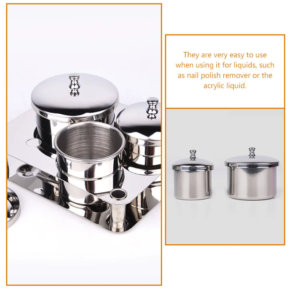 

1Set Stainless Steel Nail Dappen Dish Professional Manicure Cup for Liquid Powder Mixing and Pen Cleaning Multi-Function