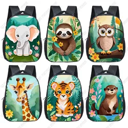 Watercolor Animals Children Backpack Cartoon Giraffe Owl Panda Koala Baby School Bags Toddler Kindergarten Backpacks Bookbag