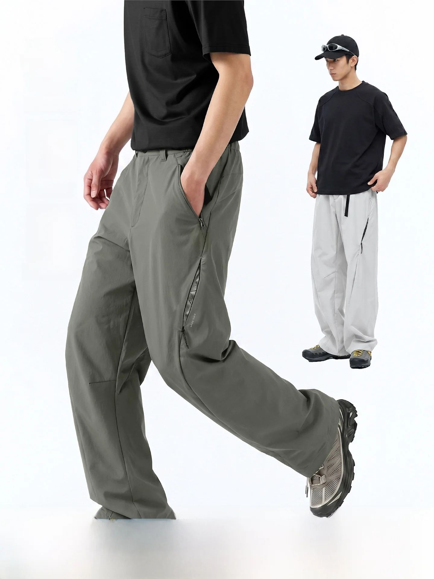 

White Trace Men's Casual Pants Breathable Straight Leg Wide Leg Workwear Summer Long Trousers City Outdoor Nylon Fabric