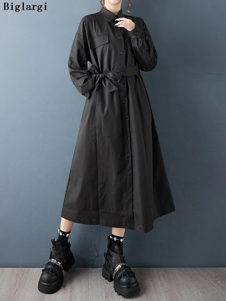 

Oversized Autumn Long Trench Coat Women Loose Casual Ruffle Pleated Ladies Windbreak Jackets Fashion Woman Trench Coats
