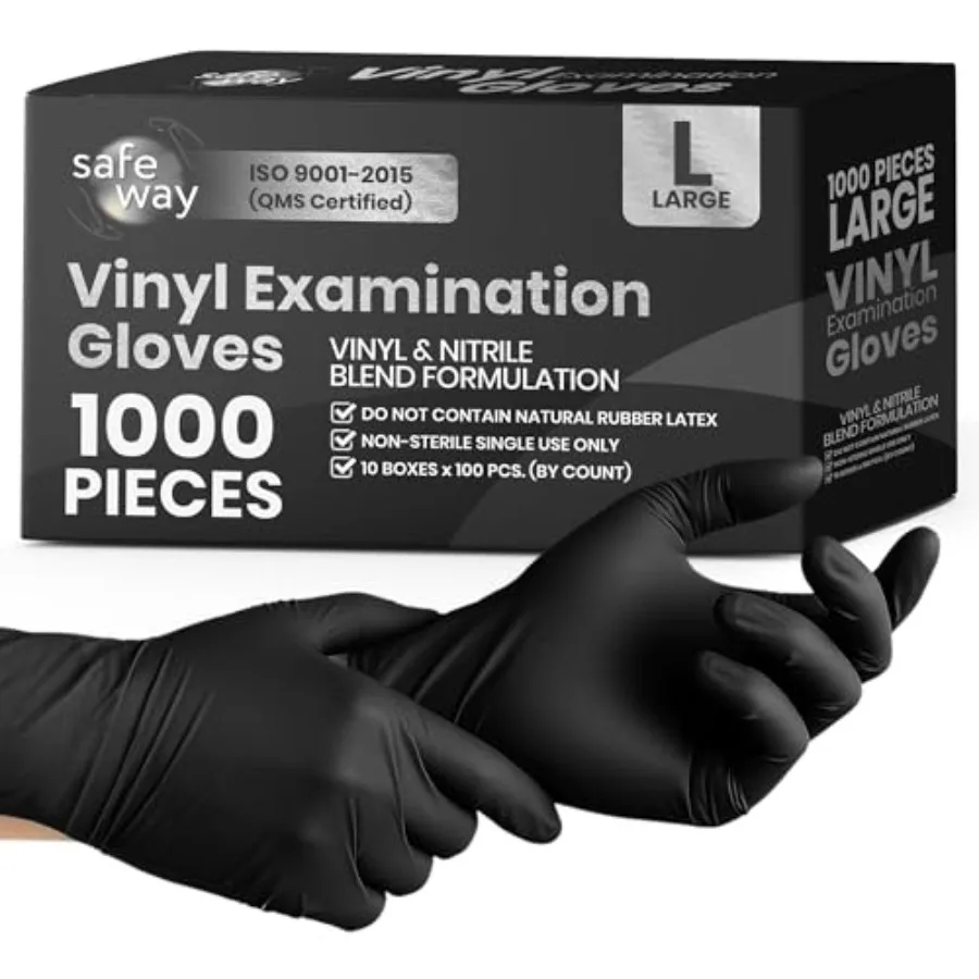 

SAFEWAY USA Vinyl Disposable Gloves — Non-Latex and Powder Free Heavy-Duty Protective and Multi-Purpose Gloves for Cleaning Foo