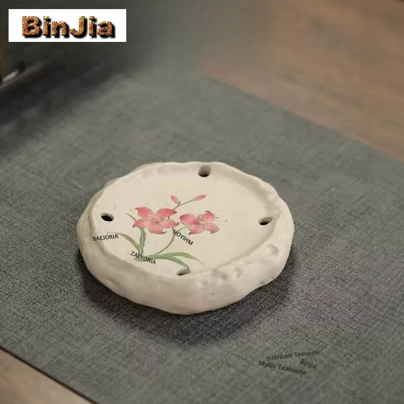 BAEJORIA Yixing Purple Clay Flower Pot Bearing Holder Teaware Dessert Serving Trays Dry Brew Table Tea Tray Coasters Cha Craft