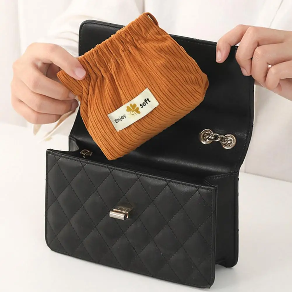 Corduroy Multi-Use Portable Pouch Fashion Mini Storage Bag for Lipstick, Jewelry, Earphones, Cash & Cards Portable Coin Purse