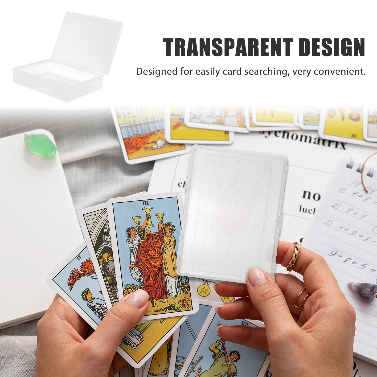 2 قطعة صندوق تخزين حافظة بطاقات اللعب الشفافة حامل سطح المدمج لمجوهرات البطاقات، صناديق البطاقات للعب الورق #1