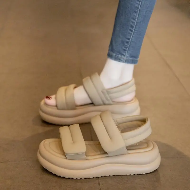 

Женские шлепанцы Spor Summer 2025: мягкие, на платформе, с тонким каблуком, повседневные сандалии для пляжа, удобные женские тапочки