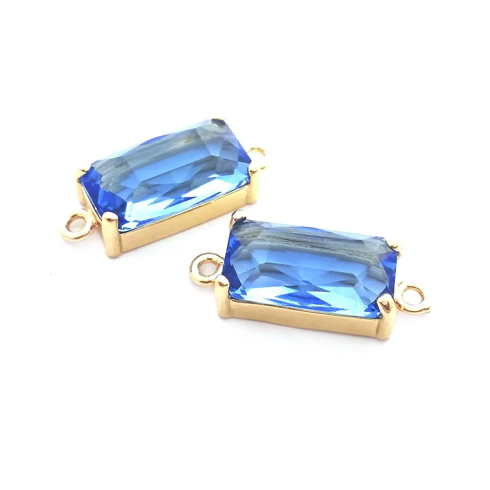 6 قطعة 8x16 مللي متر عالية الجودة الشمبانيا الذهب اللون النحاس والزجاج 2 ثقوب مستطيل ربط Charms المعلقات مجوهرات Diy بها بنفسك اكسسوارات