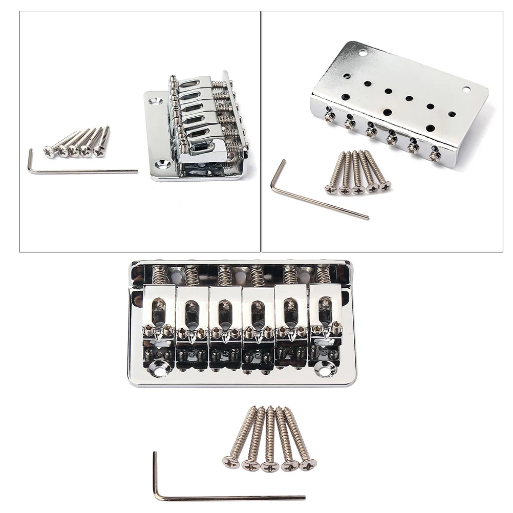 

1Set 6 String Saddle Bridge 73Mm Metal Ukulele Strain Plate Guitar Bridge Replacement Musical Instrument Part DIY Performance