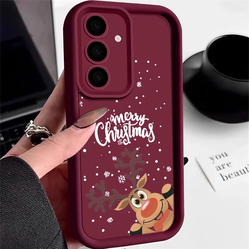 Weihnachten Elch Muster Soft Case für Samsung Galaxy A17 A56 A16 A15 A55 A54 A53 5G S24 FE S25 Rand S23 S22 Ultra Plus Telefon Abdeckung