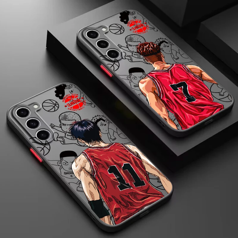 Comics Slams Dunks Luxury Art Frosted Translucent For Samsung Galaxy S24 S23 S22 S21 S20 FE S10 S9 S8 Plus Ultra Pro 5G Soft