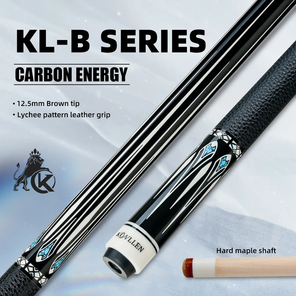 

KONLLEN KL-B3/B4 Pool Cue Stick with 12.5mm Tip Carbon Maple Shaft 3*8/8 Joint Leather Grip Professional Taper for Billiard Cue