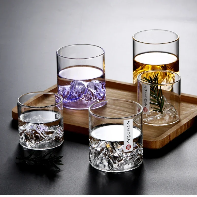 Fuji Mountain Retro japanische Glastasse japanische handgemachte Teetasse Whiskey Wein Tasse tibetisches Bergwasser