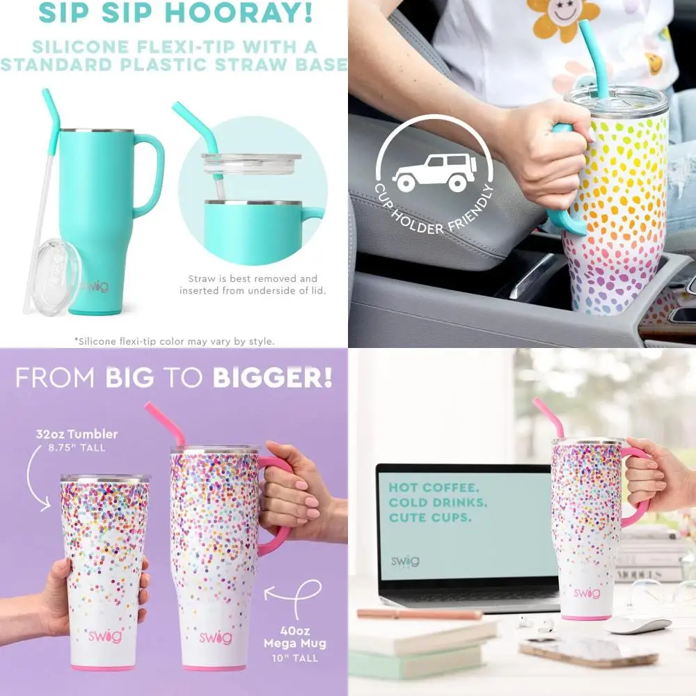 

Amethyst 40oz Insulated Stainless Steel Tumbler with Handle, Straw, and Cup Holder Compatibility