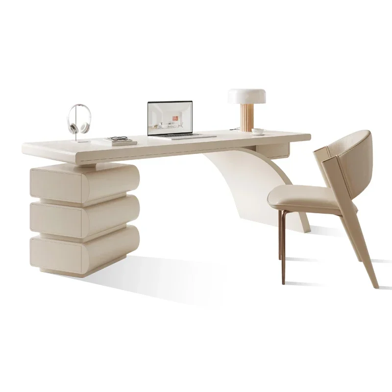 

Cream Style Desk Small Apartment Home French Entry Lux Modern Simple Women's Solid Wood