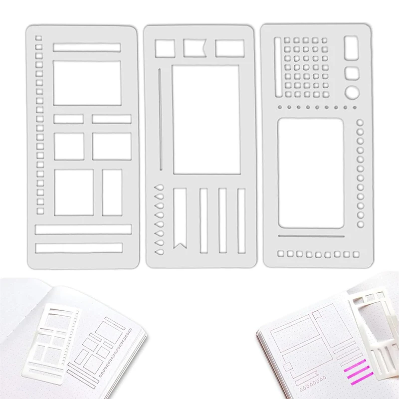 플래너 스텐실 템플릿 수제 유연한 저널 눈금자 플래너 용 멀티 템플릿 Pvc 스텐실 재사용 가능한 절단 가이드