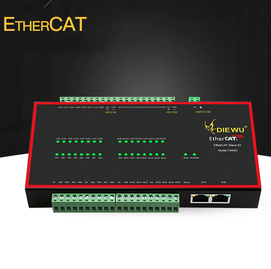 Imagem -03 - Diewu Ethercat Escravo io Módulo Canais 16 Entrada 16 Saída Npn Módulo de Entrada