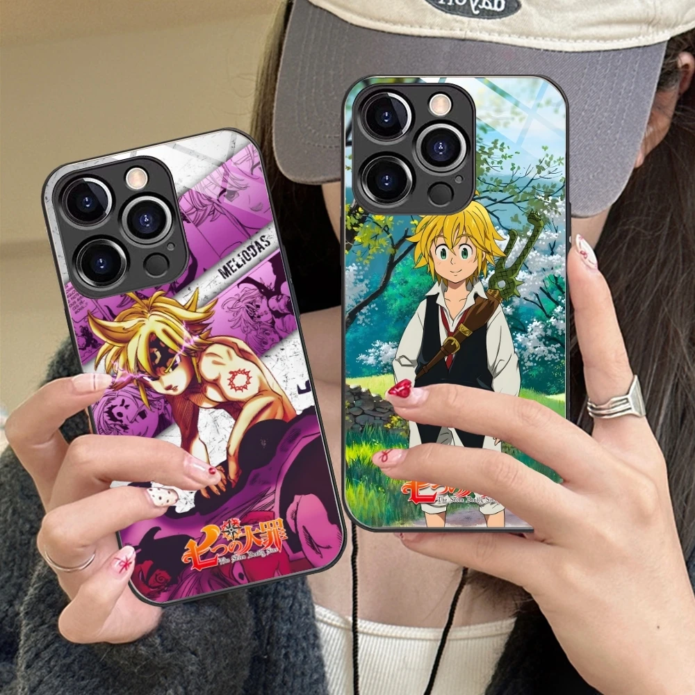 Seven Deadly Sins Meliodas Cell Phone Case for iPhone 16 15 14 13 12 11 X XR XS 8 Pro Max Plus Mini PC Glass Phone Cover Shell