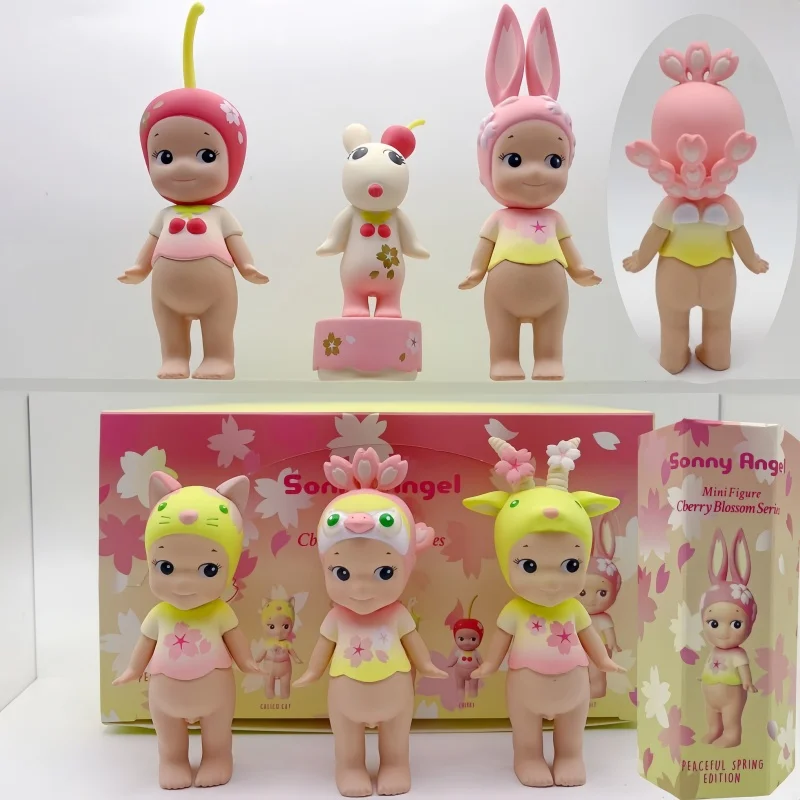 Sonny Angel Cherry Blossom Series Hippers Blind Box Mini Figure Collectable Model Desk Decoration Xmas Gifts Surprise Cute Dolls