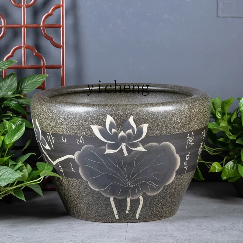 L20- retro ceramic ancient goldfish tank courtyard old-fashioned large water tank water lily lotus tank