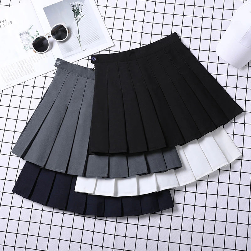 

Mini Skirt With Shorts Summer Women Clothes White School Uniform Girls Korean Style Fashion Jupes Femme Black Pleated Skirts