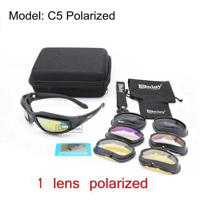 Daisy Taktische polarisierte Brille, Outdoor-Sportbrille, Sonnenbrille mit 4-Linse, Originalverpackung, Herren-Schießen, Wandern, Brillen, Gafas