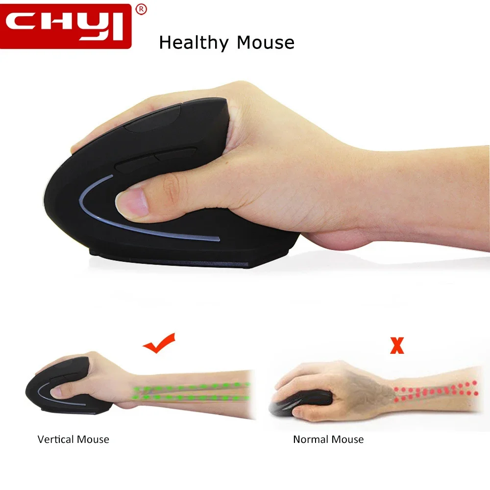 

CHYI USB Wireless Mouse 3200DPI Ergonomic Vertical Mouse Office Wired Optical Computer Mause Wrist Healthy Laptop PC Gamer Mice