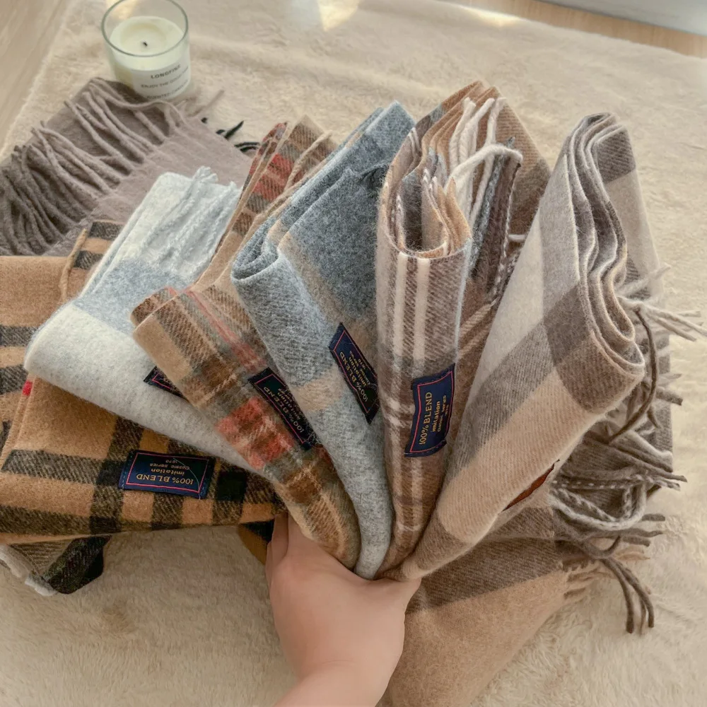 Maillard Scarf Fashionable Women's Winter 2026 New Korean Version High-end Retro Plaid Warm Scarf Men's Wool Couple