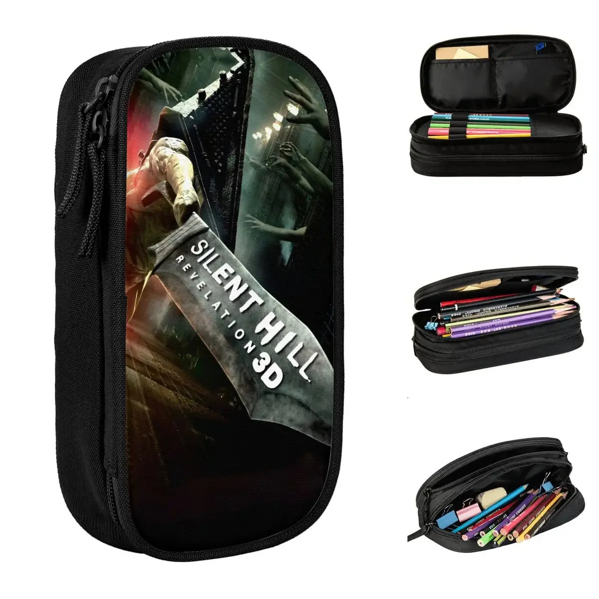 

Silent Hill Games Pencil Cases Cute Horror Pen Bags Student Big Capacity Students School Zipper Pencilcases