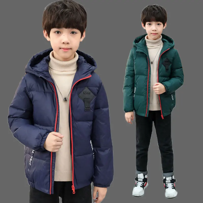ZOETOPKID Lightweight Children's Cotton Jacket Boys' Ribbed Cotton Inner Lining Teenage School Uniform Outerwear