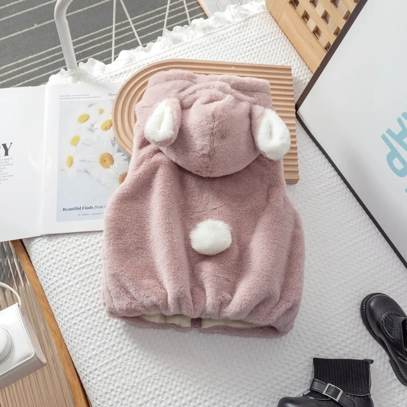 1 2 3 4 Years Baby Girls Vest Coat Cute Rabbit Baby Jacket For Girls Hooded Waistcoat Autumn Newborn Outwear Children Clothing