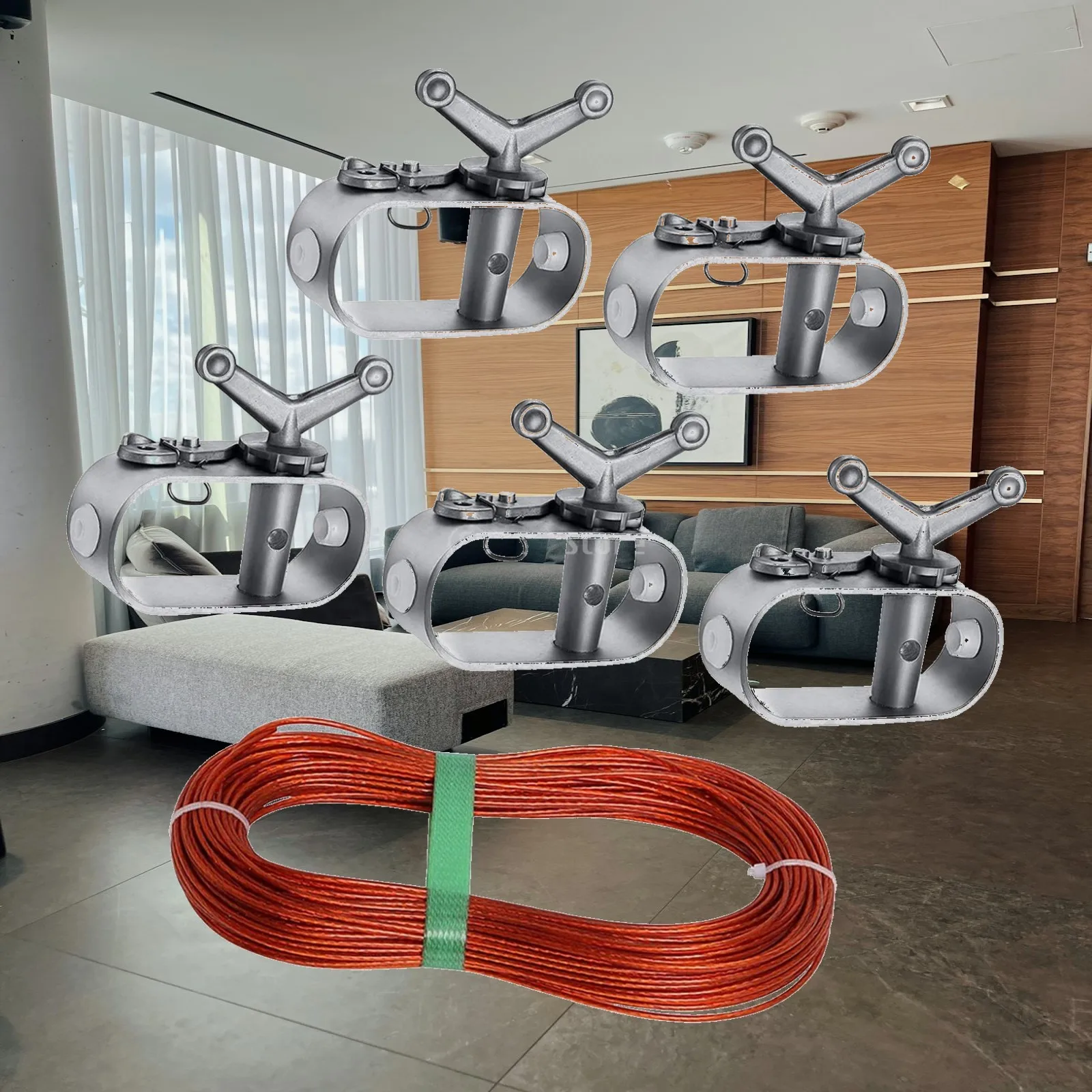 30M Pool Cover Cable and Winch Set Aluminum Alloy Heavy Duty Winter Cover Fastening Tool for Round Oval Rectangular Above Ground