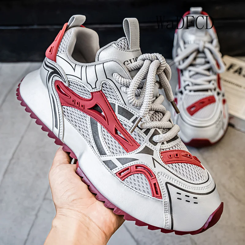 Chunky Sneakers Herren Designer Cover Bottom Sportschuhe Mode Lässig Leder Mesh Atmungsaktiv Erhöhte interne Plateauschuhe