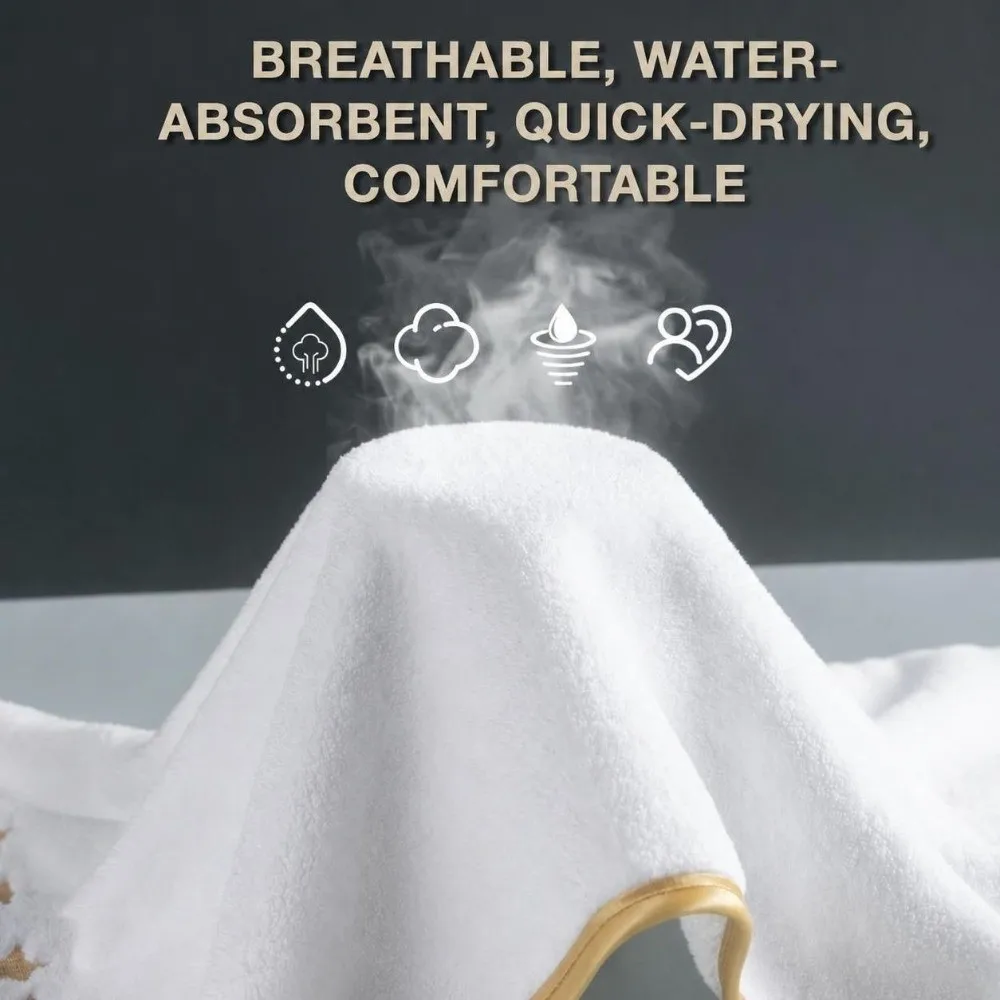 4pcs Luxury Absorbent Star Embroidered Towel Set Quick Dry Ultra Soft Bath Linen Set Coral Fleece Gold Trim Bath Towel Set Hotel